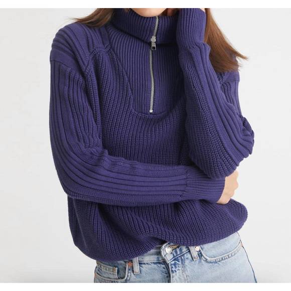 525 AMERICA Sweaters - NEW 525 AMERICA nina 3/4 zip sweater in indigo